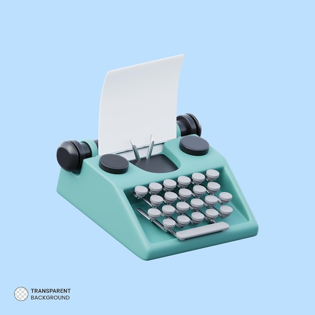 Ícone de máquina de escrever vintage isolado renderização 3d ilustração