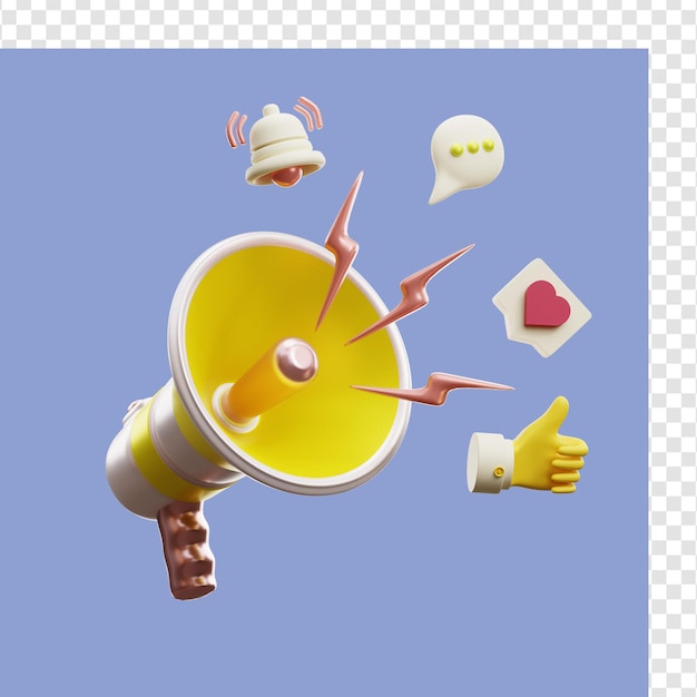 Ícone de marketing de megafone Ilustração 3D
