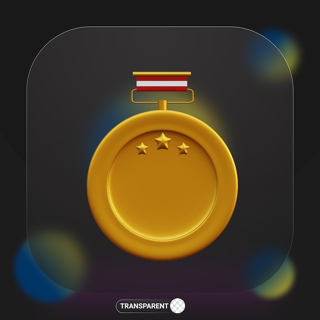 ícone de medalha de ouro de renderização 3D