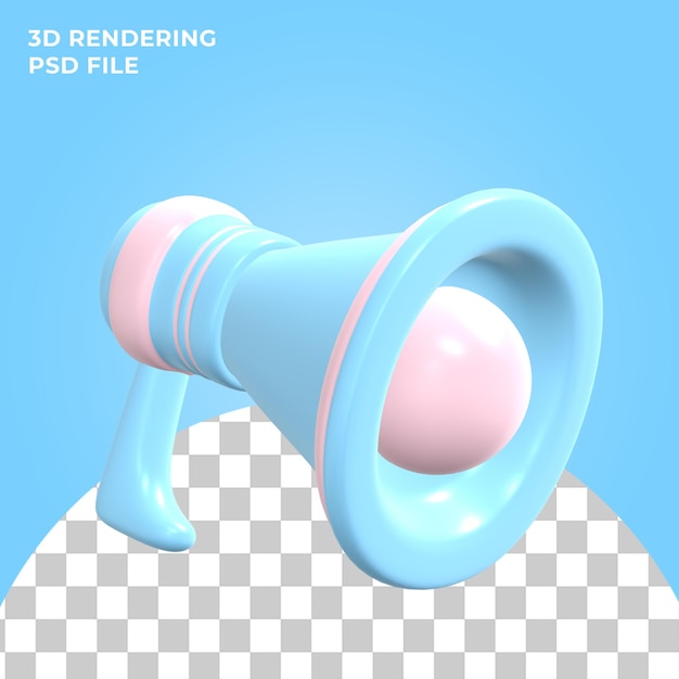 Ícone de megafone de renderização 3d psd premium