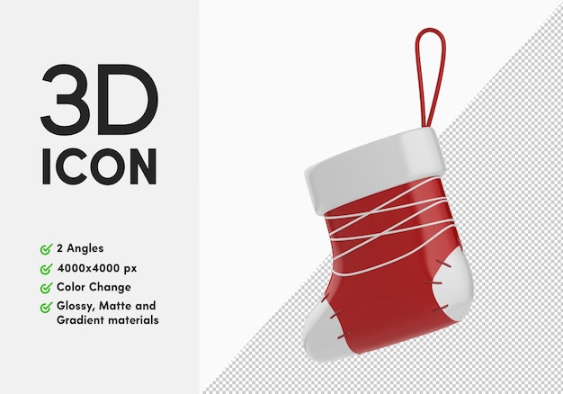 PSD Ícone de meia de natal 3d