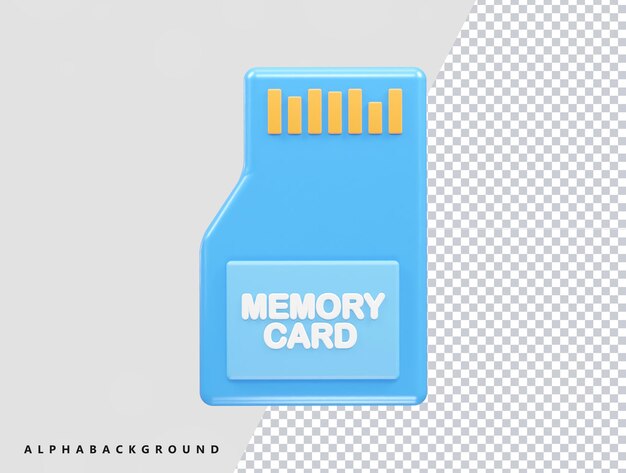PSD Ícone de memória de cartão sd elemento de renderização de ilustração 3d