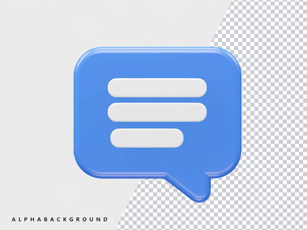 Ícone de mensagem de renderização 3d transparente