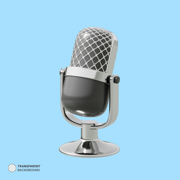 PSD Ícone de microfone condensador de podcast isolado renderização 3d ilustração