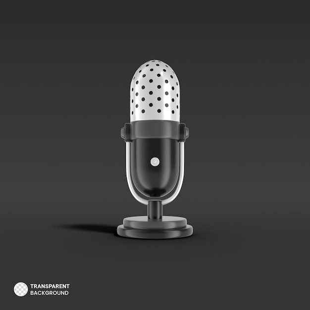 Ícone de microfone de podcast isolado renderização 3d ilustração