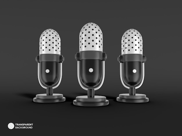 Ícone de microfone de podcast isolado renderização 3d ilustração