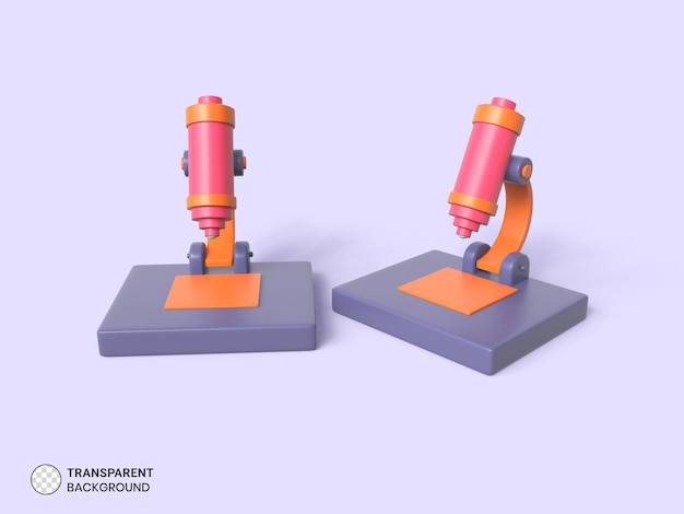 PSD Ícone de microscópio isolado ilustração de renderização 3d