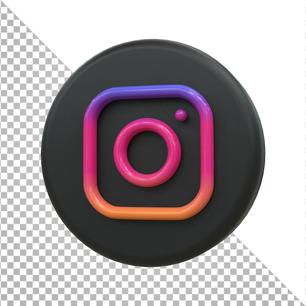 Ícone de mídia social 3d do instagram conceito de ícone 3d brilhante colorido renderização em 3d para composição