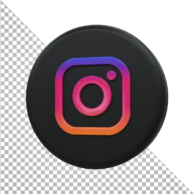 Ícone de mídia social 3d do Instagram Conceito de ícone 3d brilhante colorido renderização em 3d para composição