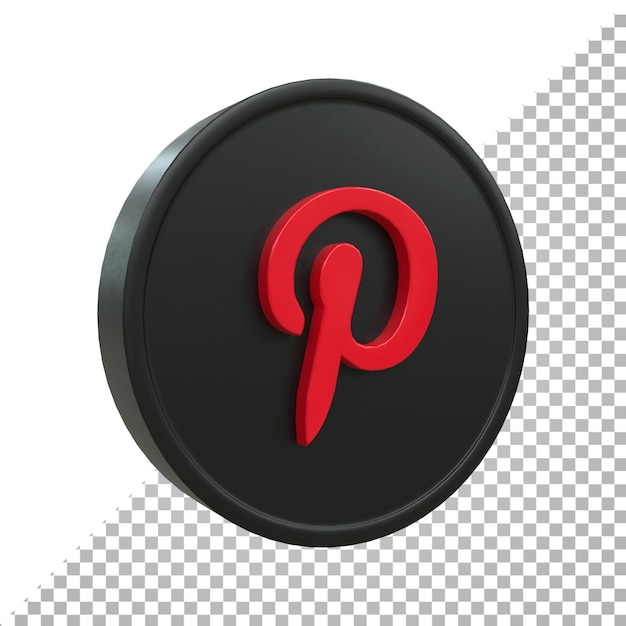 Ícone de mídia social 3d do pinterest conceito de ícone 3d brilhante colorido renderização em 3d para composição