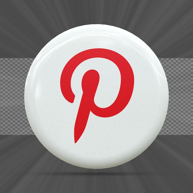 Ícone de mídia social 3d do pinterest conceito de ícone 3d brilhante colorido renderização em 3d para composição