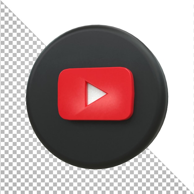 PSD Ícone de mídia social 3d do youtube conceito de ícone 3d brilhante colorido renderização em 3d para composição