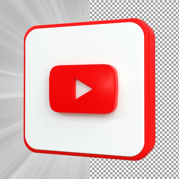 Ícone de mídia social 3d do youtube conceito de ícone 3d brilhante colorido renderização em 3d para composição