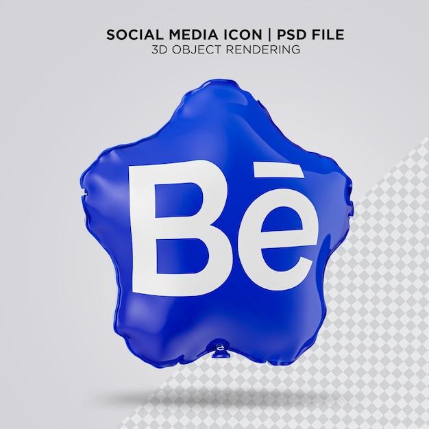 Ícone de mídia social behance logotipo star balloons renderização em 3d arquivo psd
