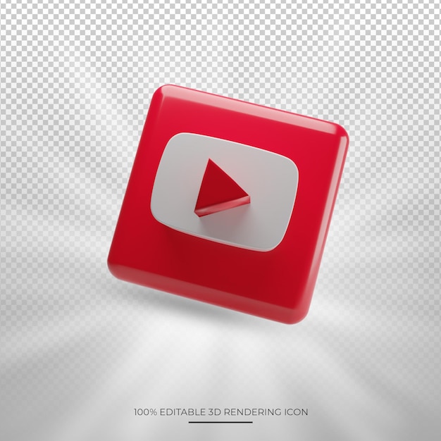 PSD Ícone de mídia social de renderização 3d do youtube