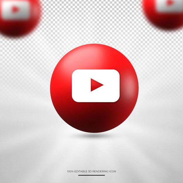 Ícone de mídia social de renderização 3D do Youtube