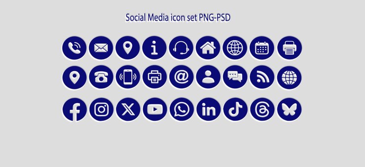 PSD ícone de mídia social definido em preto