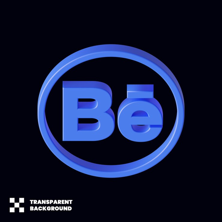 PSD ícone de mídia social do behance em renderização 3d