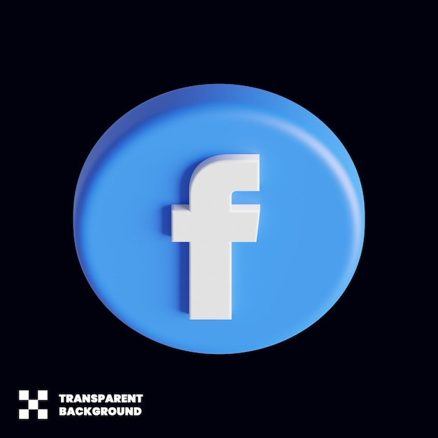 Ícone de mídia social do facebook em renderização 3d