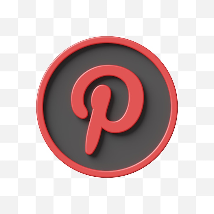 PSD ícone de mídia social do pinterest 3d