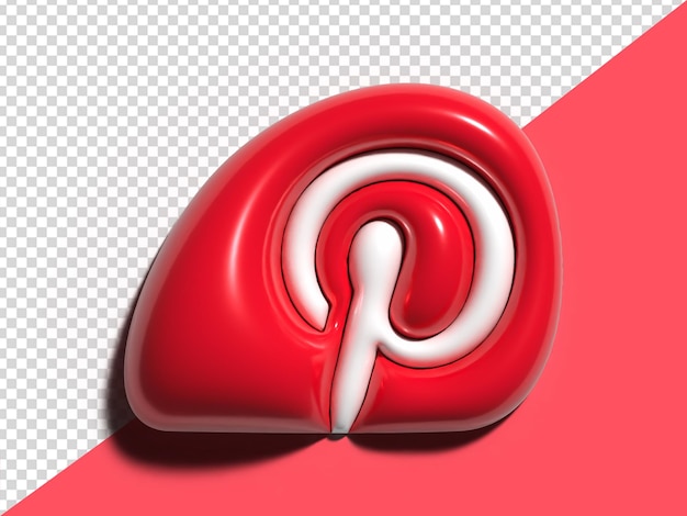 PSD Ícone de mídia social do pinterest renderizado em 3d