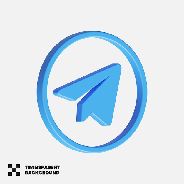 Ícone de mídia social do telegrama em renderização 3D