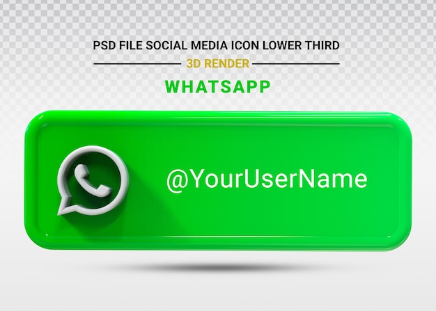 Ícone de mídia social do Whatsapp inferior renderização 3d do terceiro banner