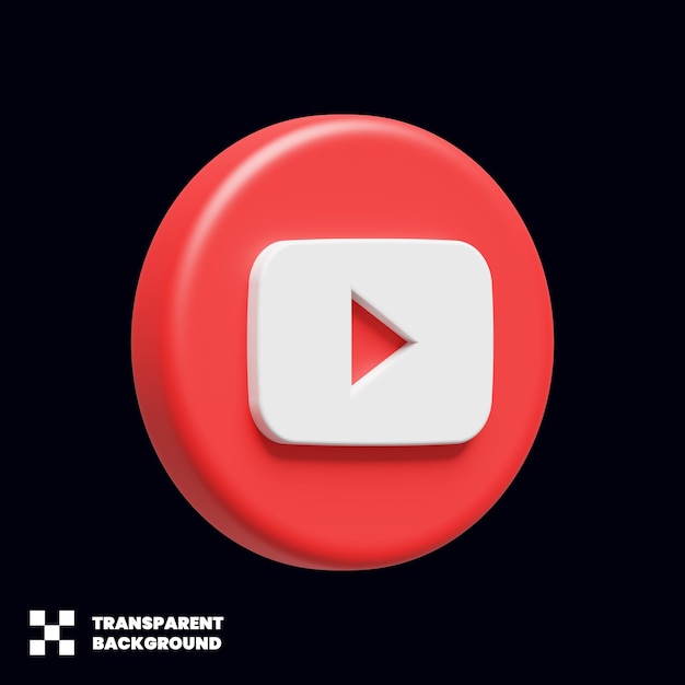 Ícone de mídia social do youtube em renderização 3d