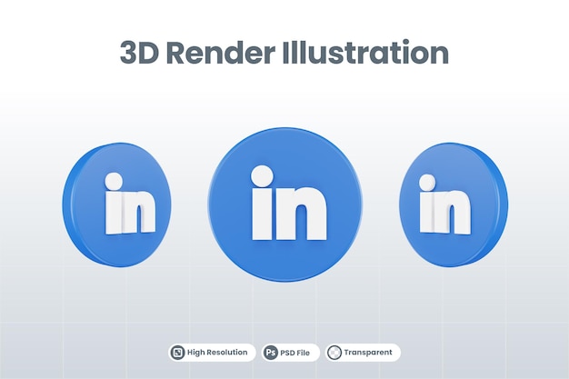 PSD Ícone de mídia social linkedin logo isolado renderização 3d