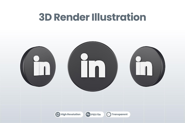 Ícone de mídia social linkedin logo isolado renderização 3d