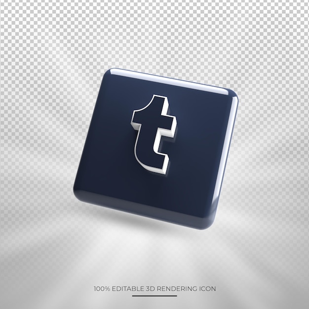 Ícone de mídia social renderizando logotipo 3d do tumblr