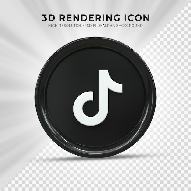 Ícone de mídia social tiktok 3d conceito de ícone 3d brilhante colorido renderização em 3d para composição