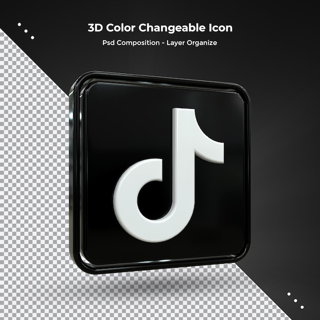 Ícone de mídia social tiktok 3d conceito de ícone 3d brilhante colorido renderização em 3d