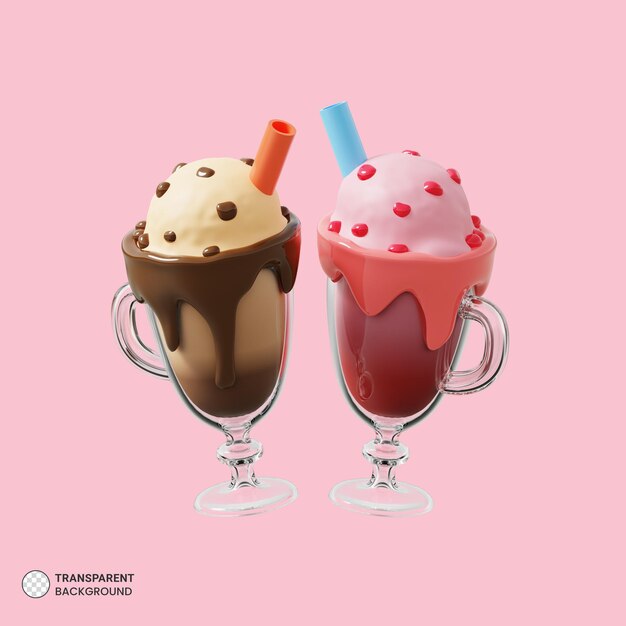 PSD Ícone de milk-shake de sorvete isolado 3d render ilustração