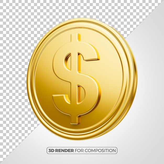 Ícone de moeda de dólar renderizado em 3D