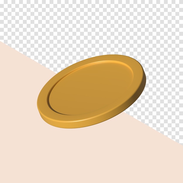 PSD Ícone de moeda de ouro dos desenhos animados isolado moeda 3d de ouro visual para composição isolada ícone de moeda de renderização 3d