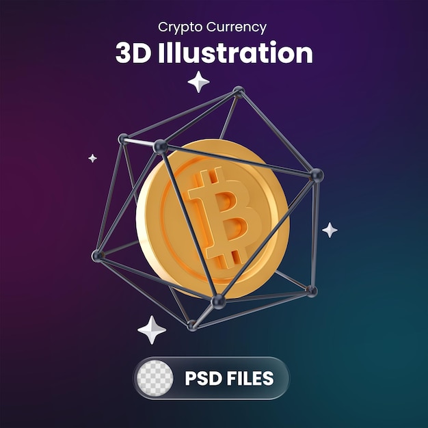 Ícone de moeda digital 3D Crypto e ilustração para ilustração da web de marketing digital