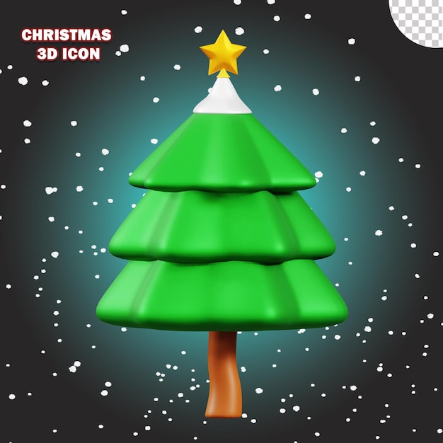 PSD Ícone de natal 3d fundo de pinheiro transparente png