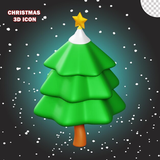 PSD Ícone de natal 3d fundo de pinheiro transparente png