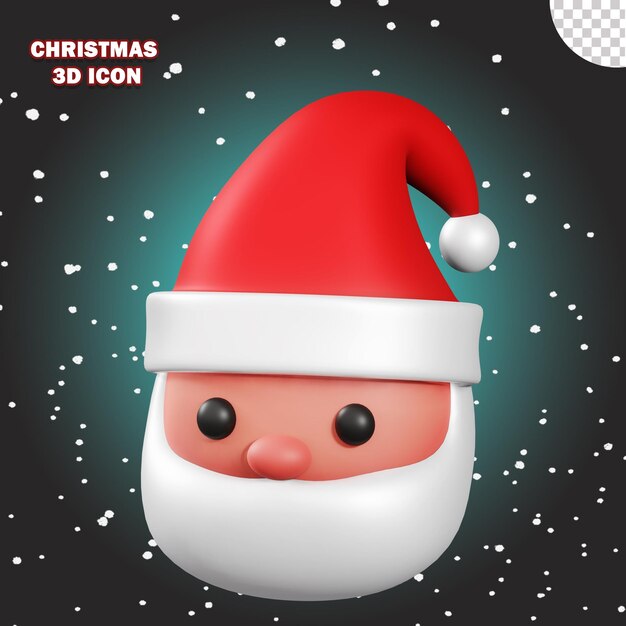 Ícone de natal 3d papai noel fundo transparente pn