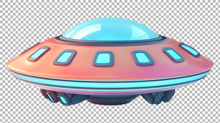 PSD ícone de nave alienígena ufo em png em uma renderização 3d isolada contra um fundo transparente