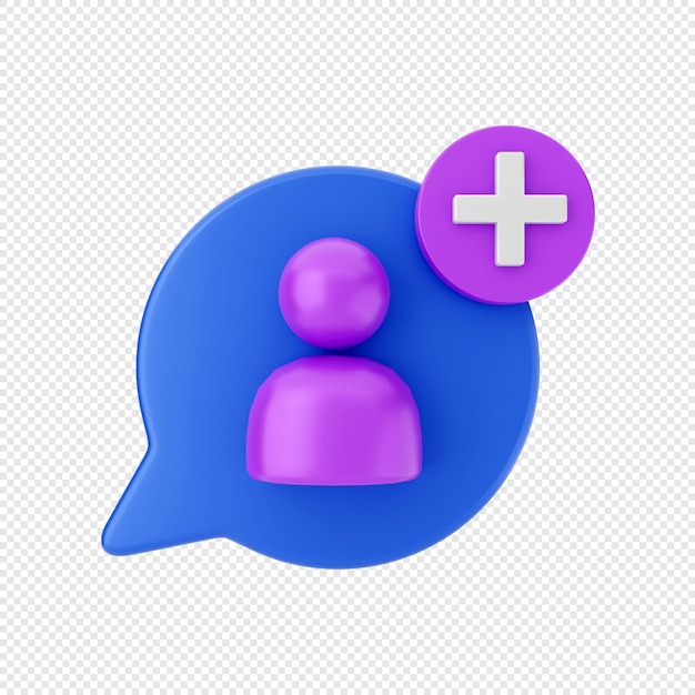 ícone de notificação de bolha de bate-papo 3d adicionar contato
