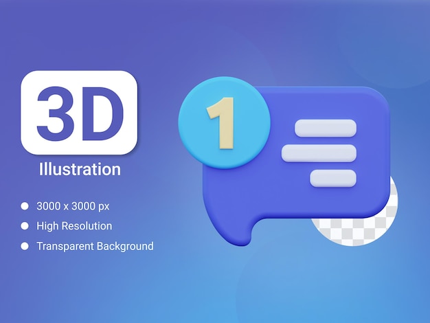 Ícone de notificação de mensagem 3d