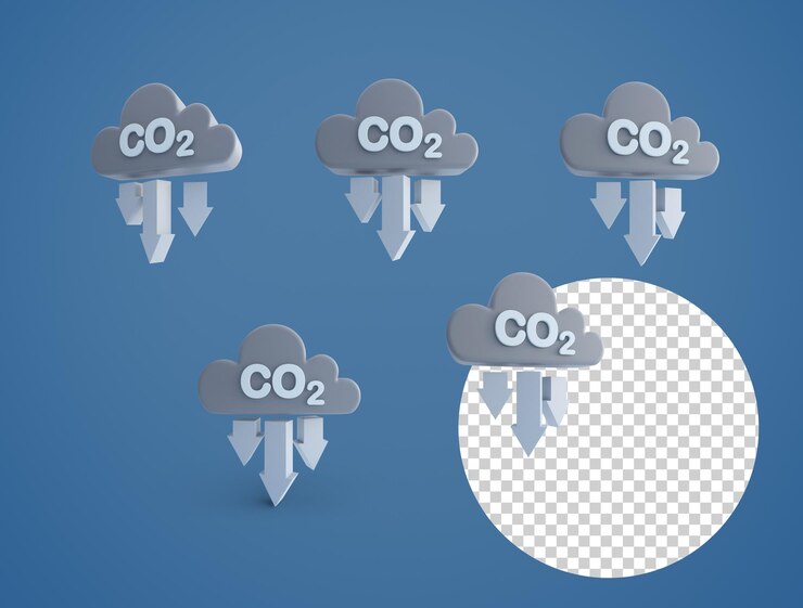PSD ícone de nuvem de co2 em fundo verde no conceito ambiental ilustração 3d de dióxido de carbono