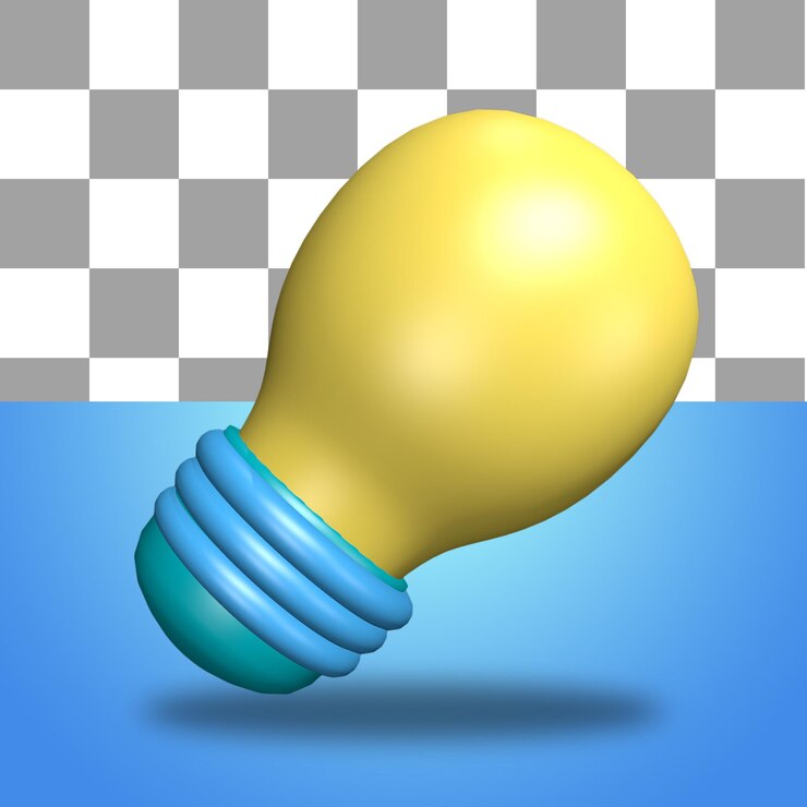 PSD ícone de objeto de renderização 3d do ícone de ideia de lâmpada de energia amarela