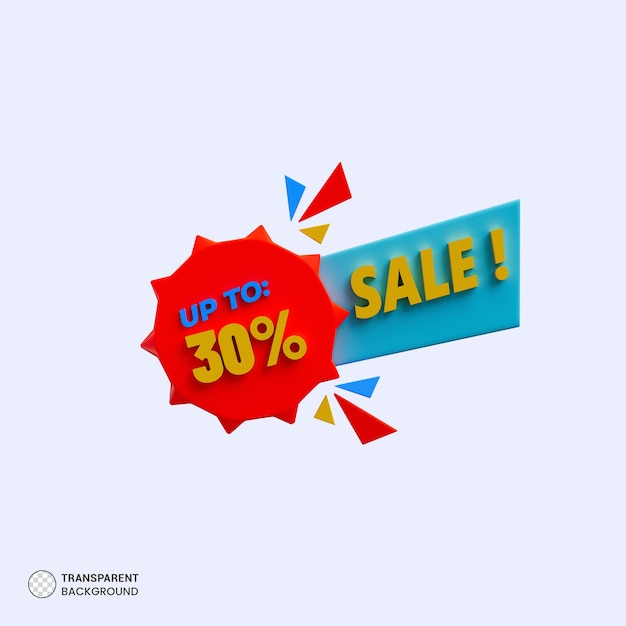 Ícone de oferta de desconto de venda isolado ilustração de renderização 3d