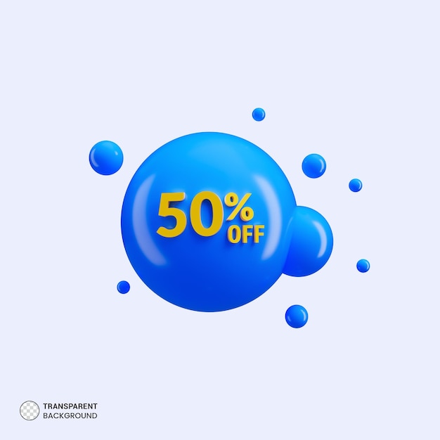 Ícone de oferta de desconto de venda isolado ilustração de renderização 3d