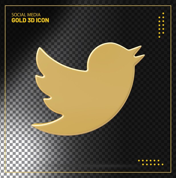 Ícone de ouro twitter 3d