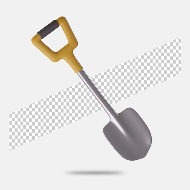 Ícone de pá de renderização 3D isolado