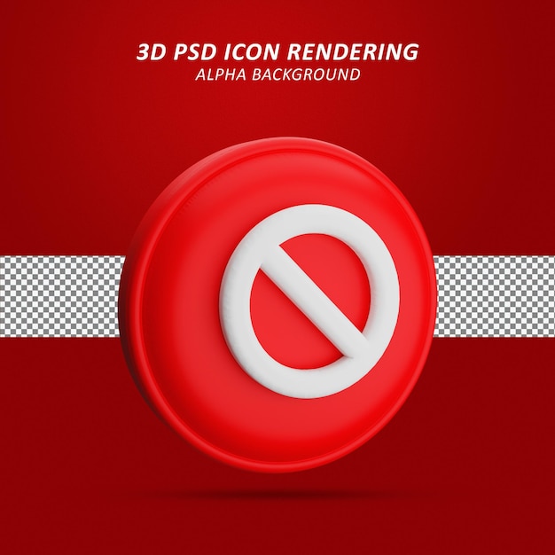 PSD Ícone de parada na renderização 3d isolado